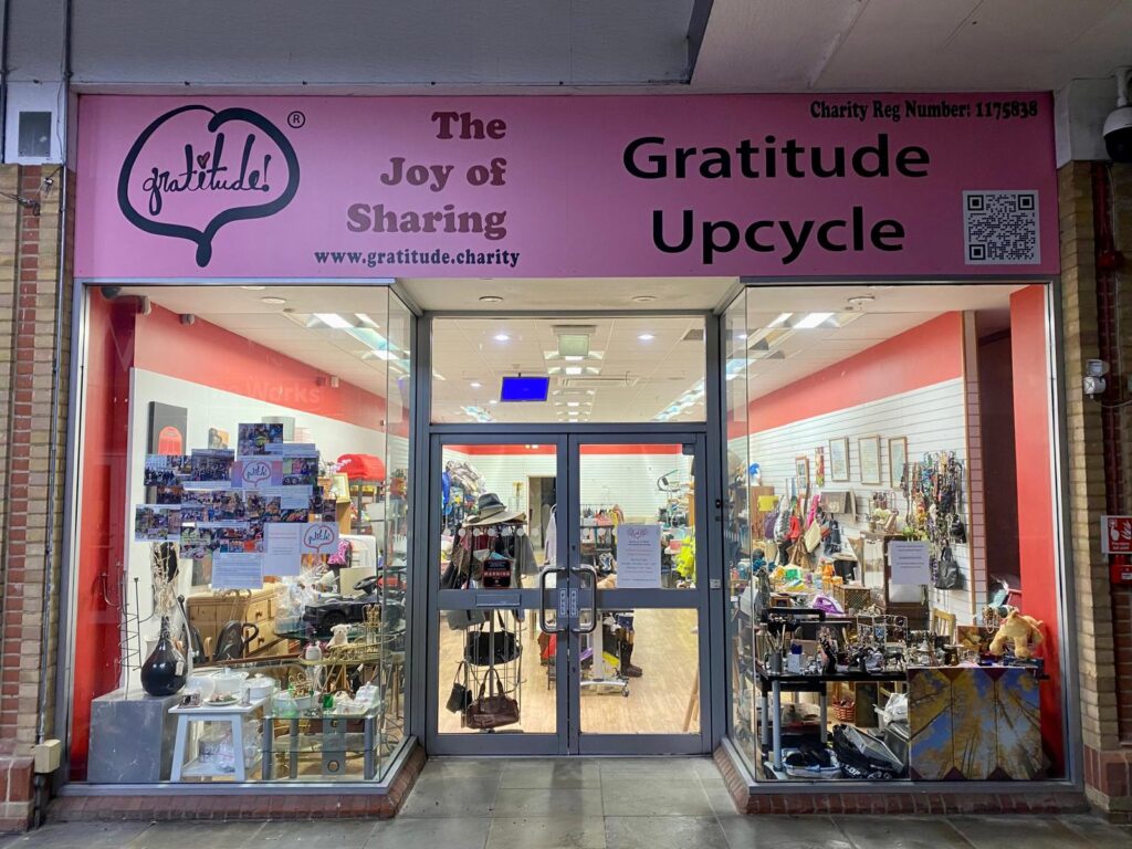 Picture of the outside of the Gratitude Upcycle Store
